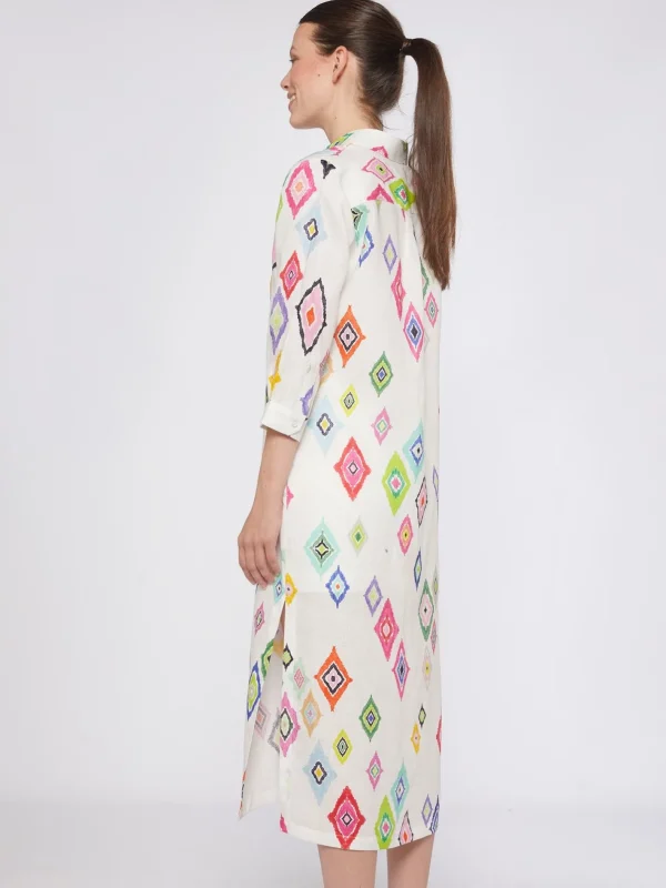 Dresses*Vilagallo Dress Antonella Diamond Ikat Pure Linen