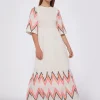 Dresses*Vilagallo Dress Caila Fluor Embroidered Zig-Zag
