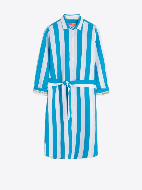 Dresses*Vilagallo Dress Dover Bordada Turquoise Stripes