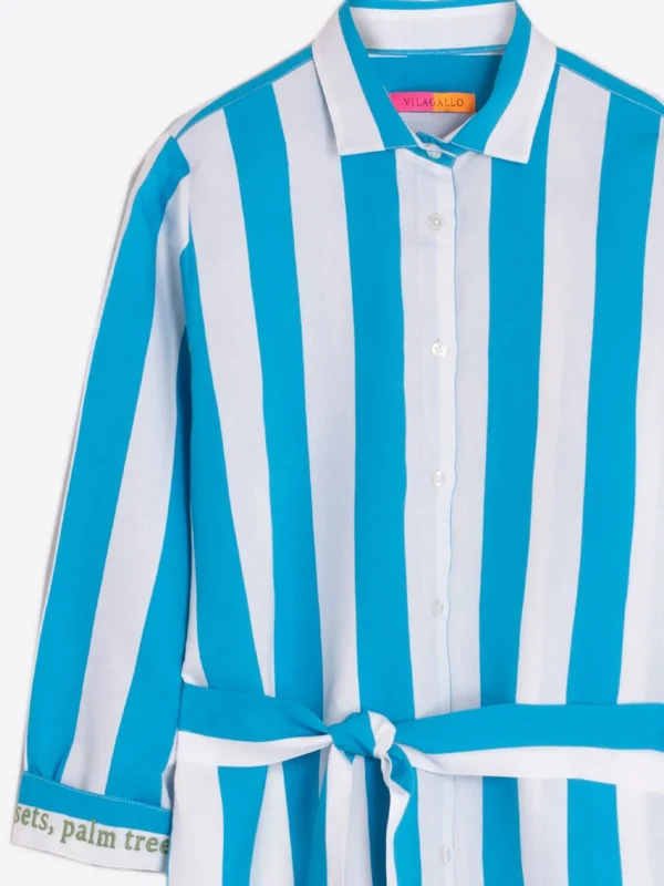 Dresses*Vilagallo Dress Dover Bordada Turquoise Stripes