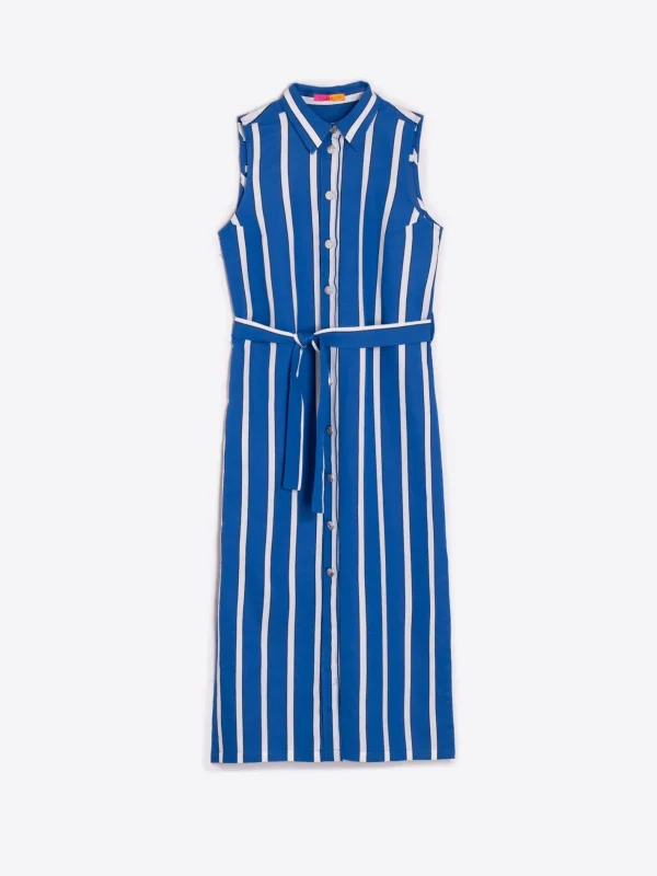 Dresses*Vilagallo Dress Livia Ecru Blue Stripes