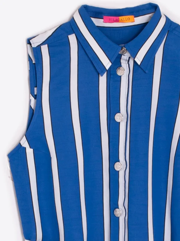 Dresses*Vilagallo Dress Livia Ecru Blue Stripes