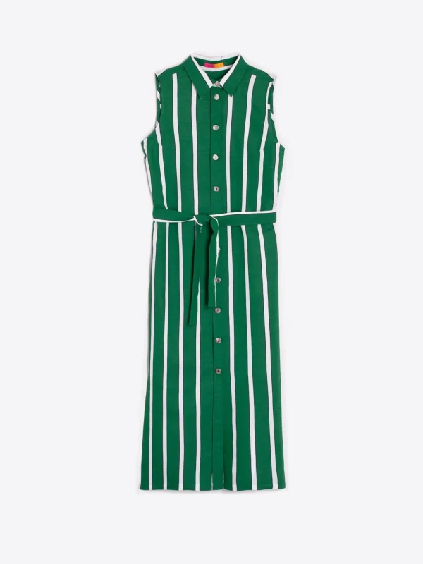 Dresses*Vilagallo Dress Livia Ecru Green Stripes