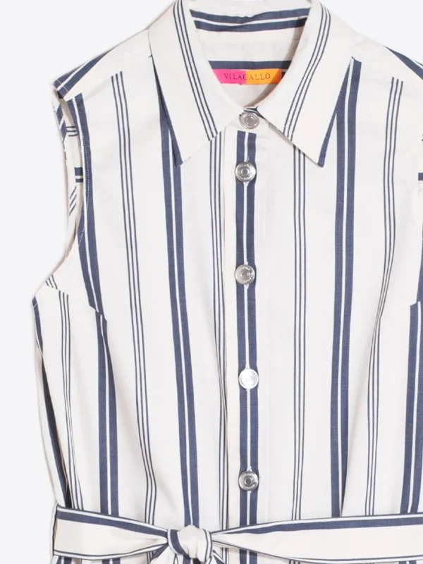 Dresses*Vilagallo Dress Livia Ecru Navy Stripes