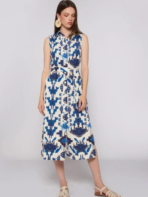 Dresses*Vilagallo Dress Livia Ikat Blue Print
