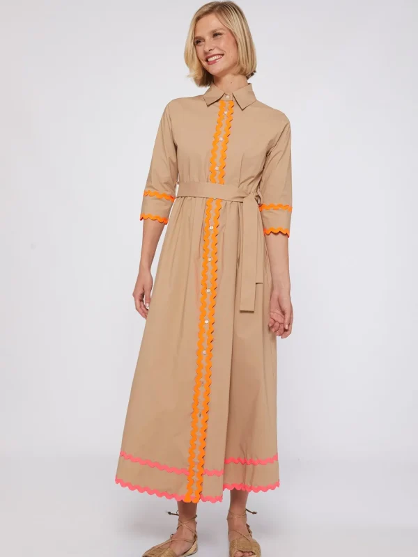 Dresses*Vilagallo Dress Natalia Beige Poplin