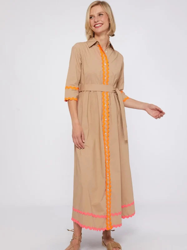Dresses*Vilagallo Dress Natalia Beige Poplin
