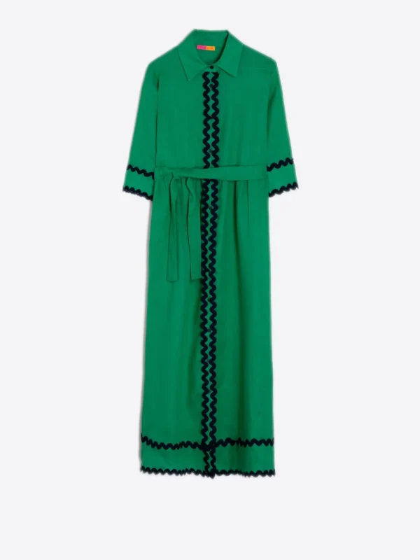 Dresses*Vilagallo Dress Natalia Green Linen
