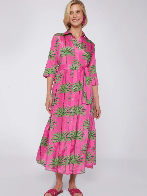 Dresses*Vilagallo Dress Natalia Pink Palm Tree