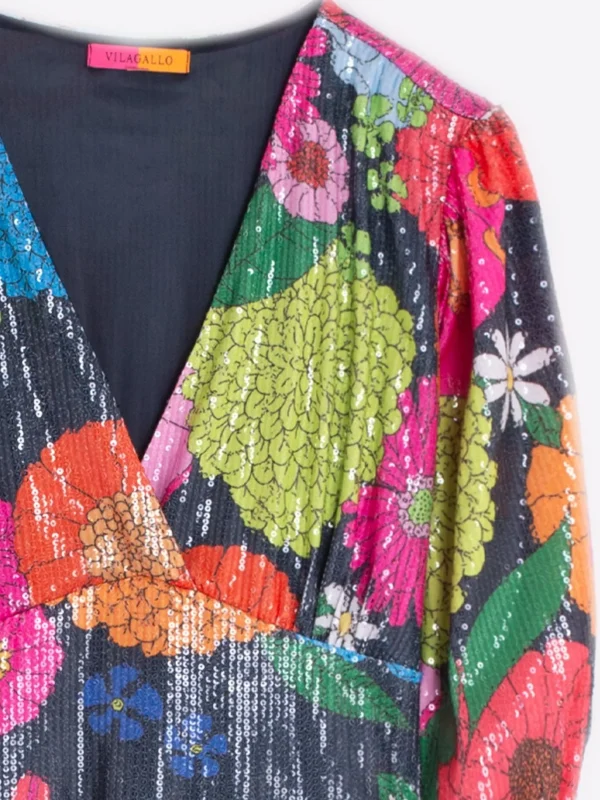 Dresses*Vilagallo Dress Natasha Midi Maxi Flower Sequins