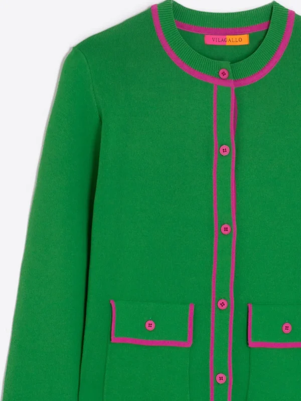 Knitwear*Vilagallo Knitwear Cardigan Bicolor Green&Pink