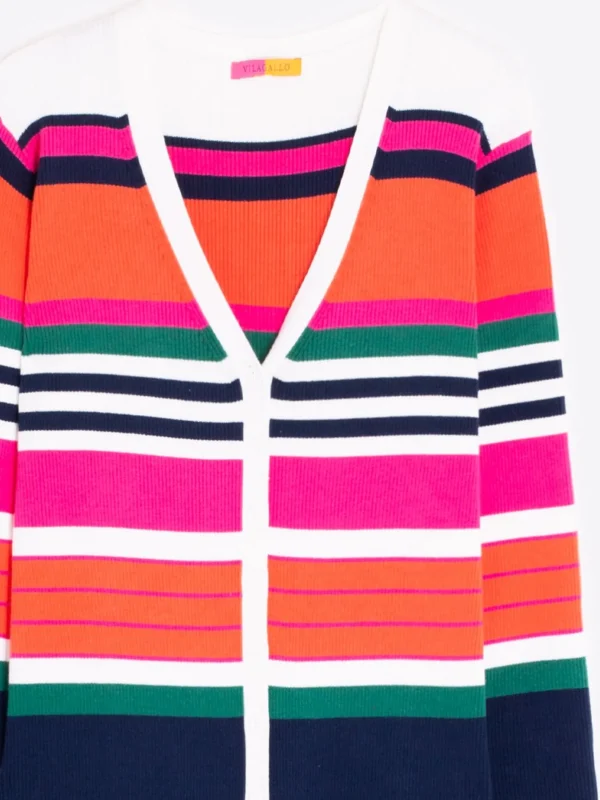 Knitwear*Vilagallo Knitwear Cardigan Seren Multic Strip Multicolour Stripes
