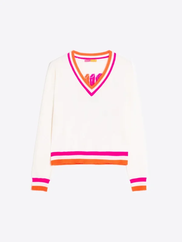 Knitwear*Vilagallo Knitwear Intarsia Pullover Ecru