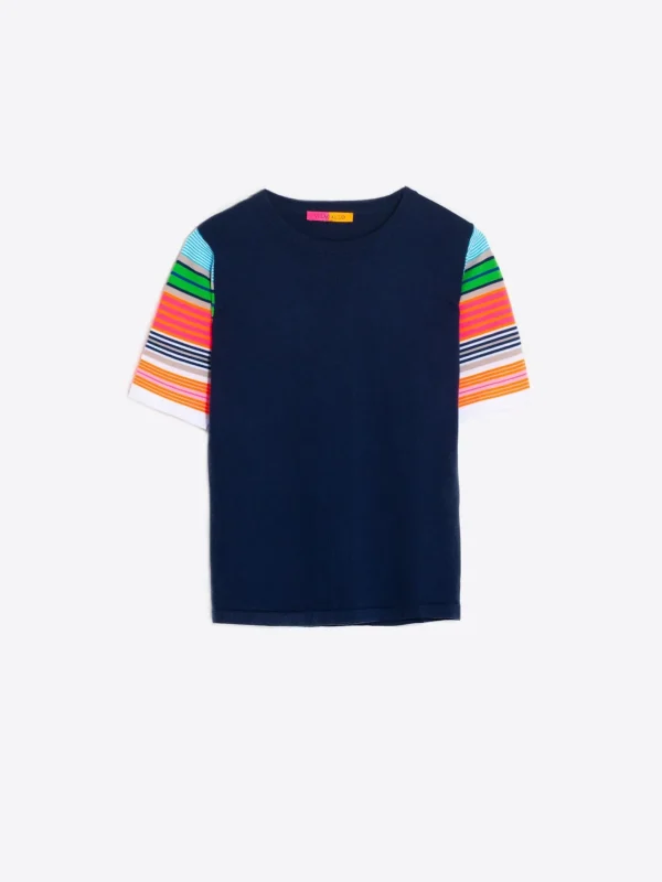 Knitwear*Vilagallo Knitwear Multic Stripes Sleeves Canale Navy&Multicolour