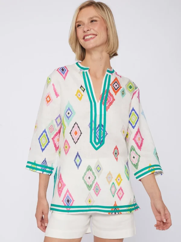 Shirts*Vilagallo Shirt Diletta Diamond Ikat Pure Linen