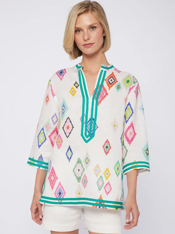 Shirts*Vilagallo Shirt Diletta Diamond Ikat Pure Linen