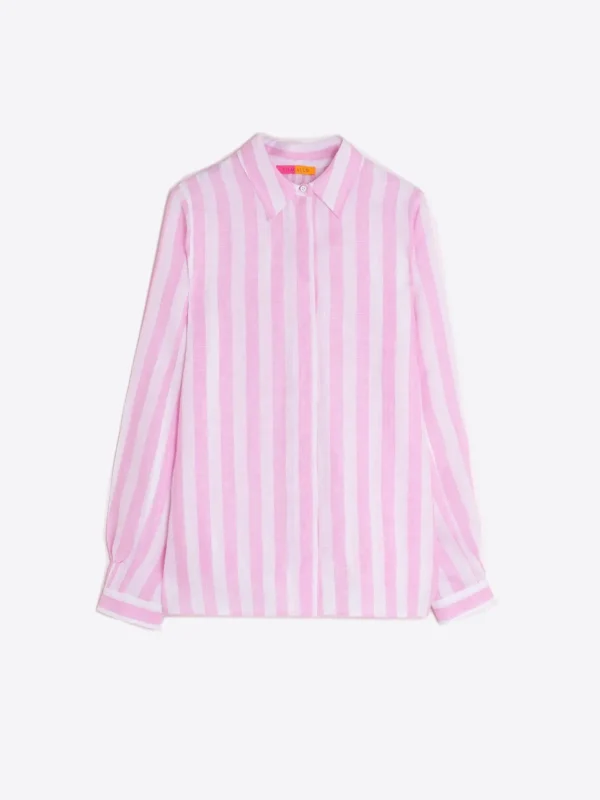 Shirts*Vilagallo Shirt Ginger Pink Linen Stripes