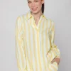 Shirts*Vilagallo Shirt Ginger Yellow Linen Stripes