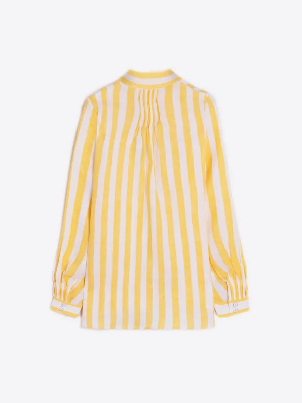 Shirts*Vilagallo Shirt Ginger Yellow Linen Stripes