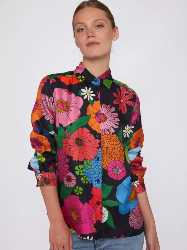 Shirts*Vilagallo Shirt Irina Maxi Flower Silk