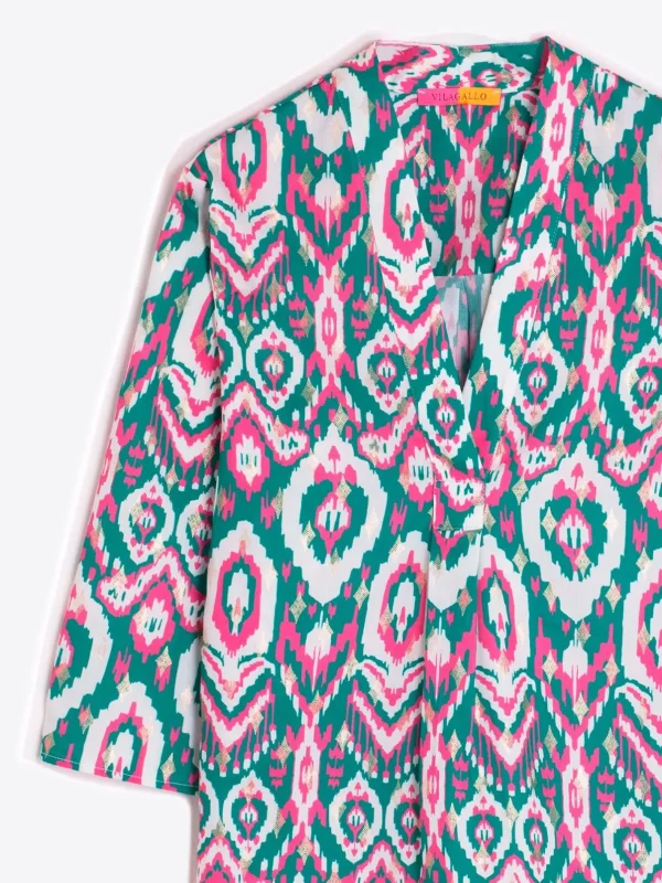Shirts*Vilagallo Shirt Leandra Ikat Green Pink Gold