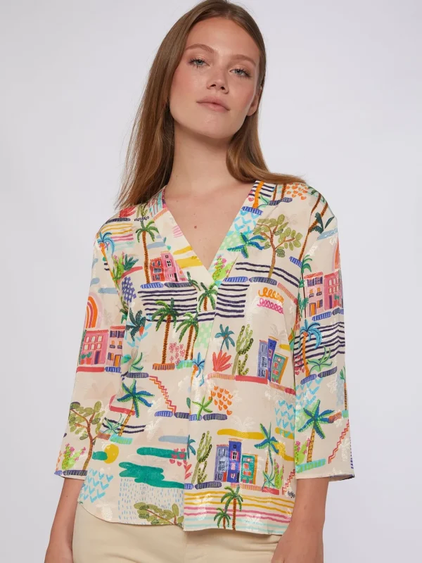 Shirts*Vilagallo Shirt Leandra Villajoyosa Acuarela