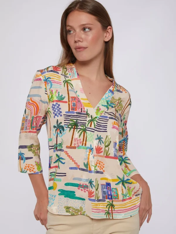 Shirts*Vilagallo Shirt Leandra Villajoyosa Acuarela