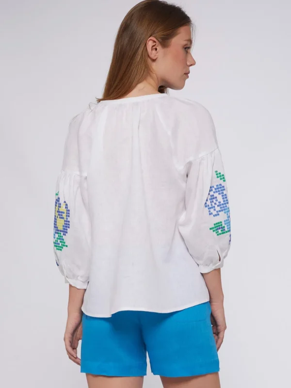 Shirts*Vilagallo Shirt Mabel Emb White Linen