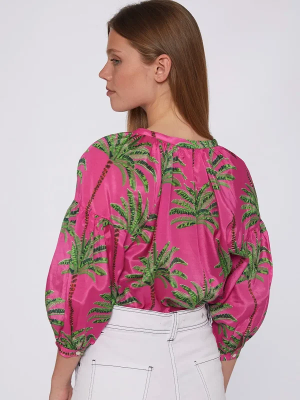 Shirts*Vilagallo Shirt Mabel Pink Palm Tree