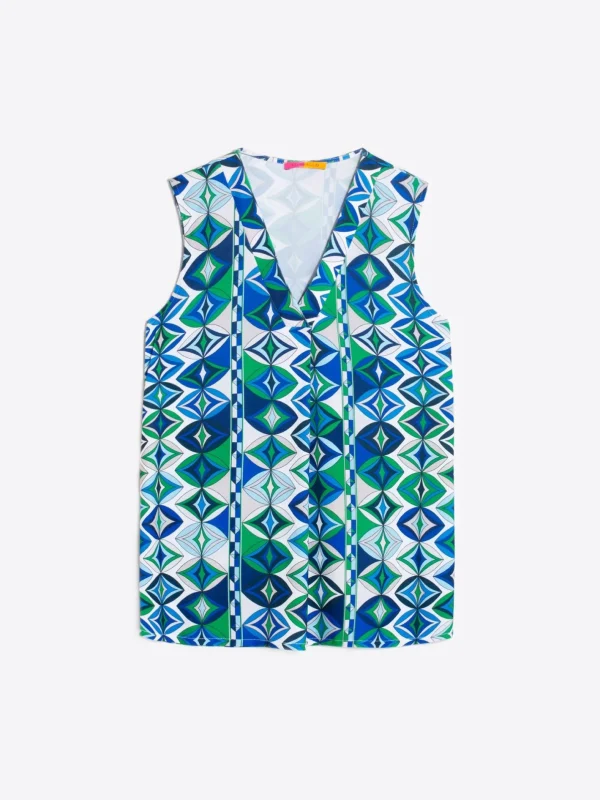 Shirts*Vilagallo Shirt Orianna Green Geometric Knit Print