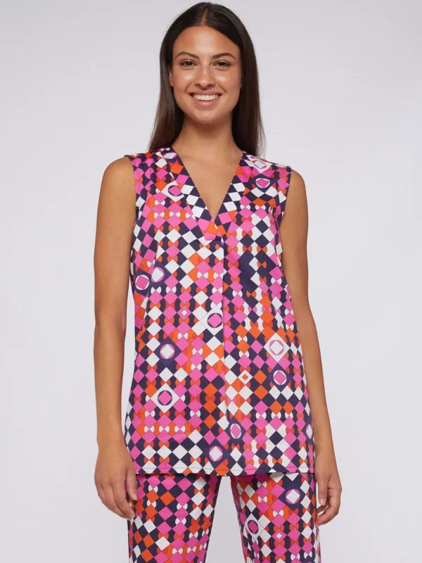 Shirts*Vilagallo Shirt Orianna Pink Navy Geometric
