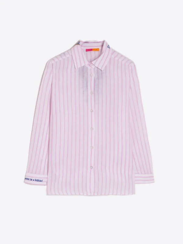 Shirts*Vilagallo Shirt Petra Emb Pink Stripe M