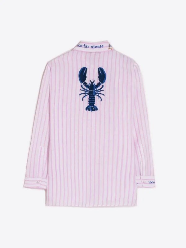 Shirts*Vilagallo Shirt Petra Emb Pink Stripe M