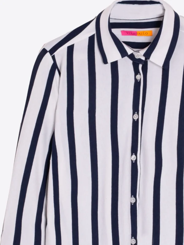 Shirts*Vilagallo Shirt Sara Ecru Navy Stripe Knit