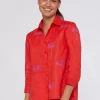 Shirts*Vilagallo Shirt Sara Emb Coral Linen