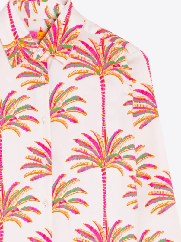 Shirts*Vilagallo Shirt Sara Pink Palm Tree Print