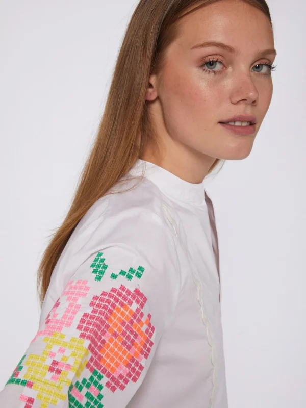 Shirts*Vilagallo Shirt Valerie Emb White Poplin