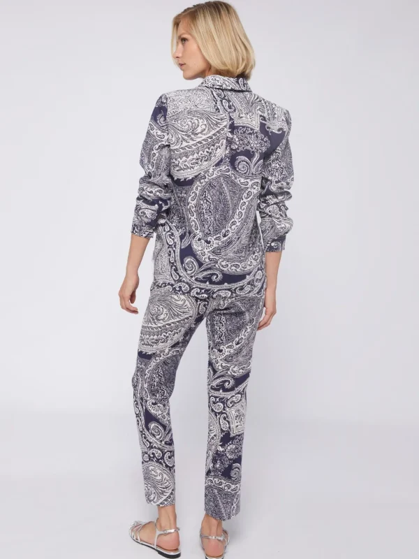 Trousers*Vilagallo Trouser Clarise Navy Paisley Linen