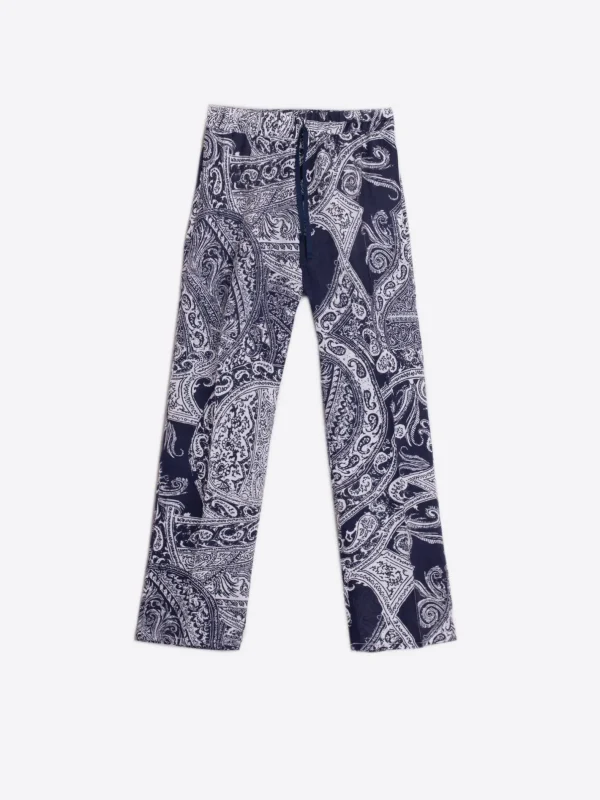 Trousers*Vilagallo Trouser Clarise Navy Paisley Linen