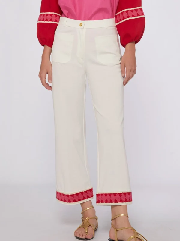 Trousers*Vilagallo Trouser Dorin White Knit Perfect Fit