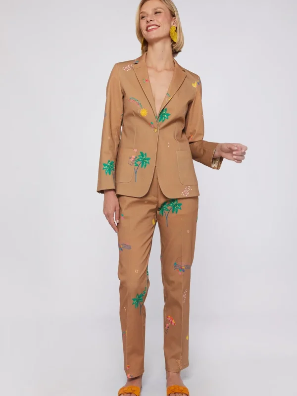 Trousers*Vilagallo Trouser Tiffany Biarritz Gabardine Print