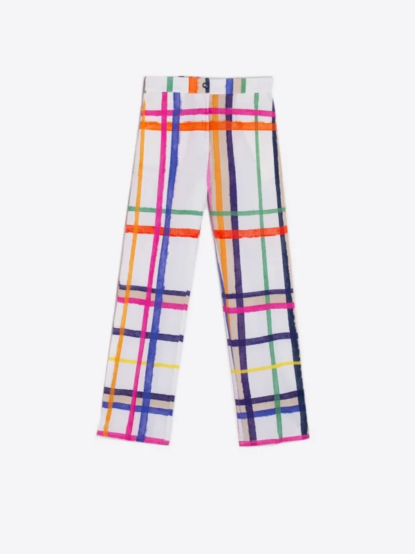 Trousers*Vilagallo Trouser Tiffany Check Watercolour Print